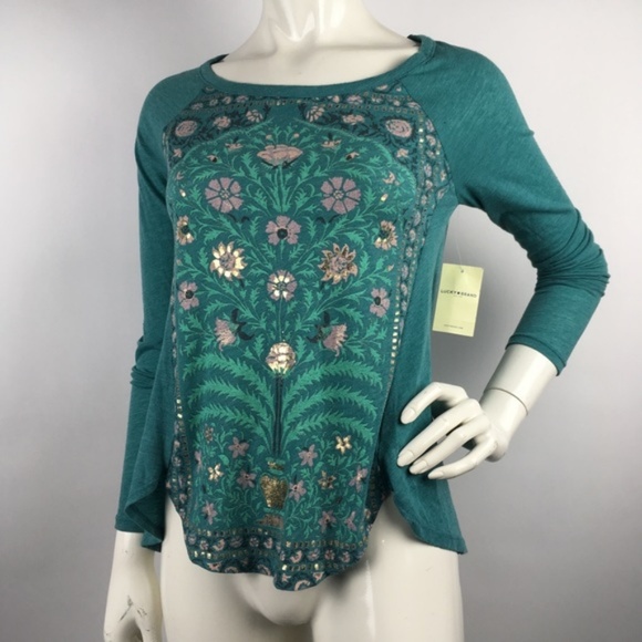Lucky Brand Tops - Lucky Brand  Metallic Floral Graphic Tee
